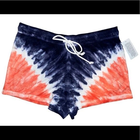 Jenni Red White Blue Cotton Placed Tie-Dyed Pajama Shorts Women's Small NWT - Picture 2 of 7